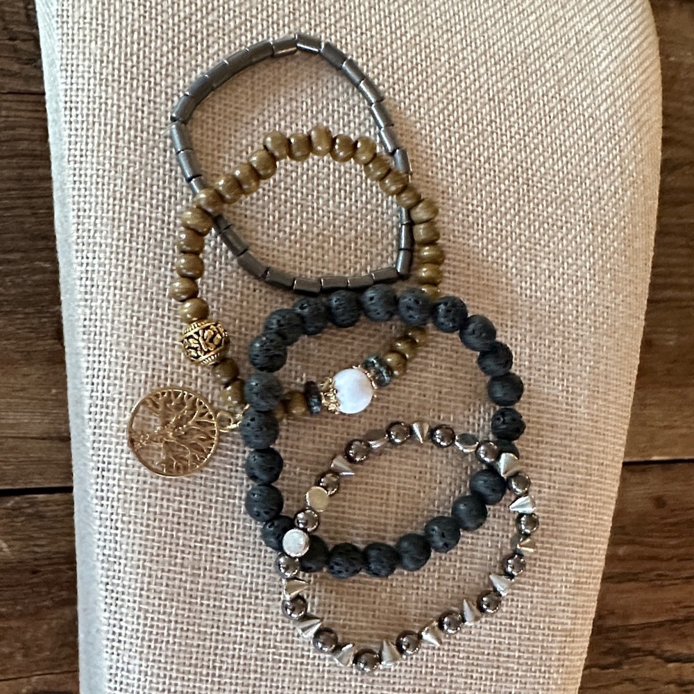 Elegant Multi-Color Beaded Bracelet Set of 4